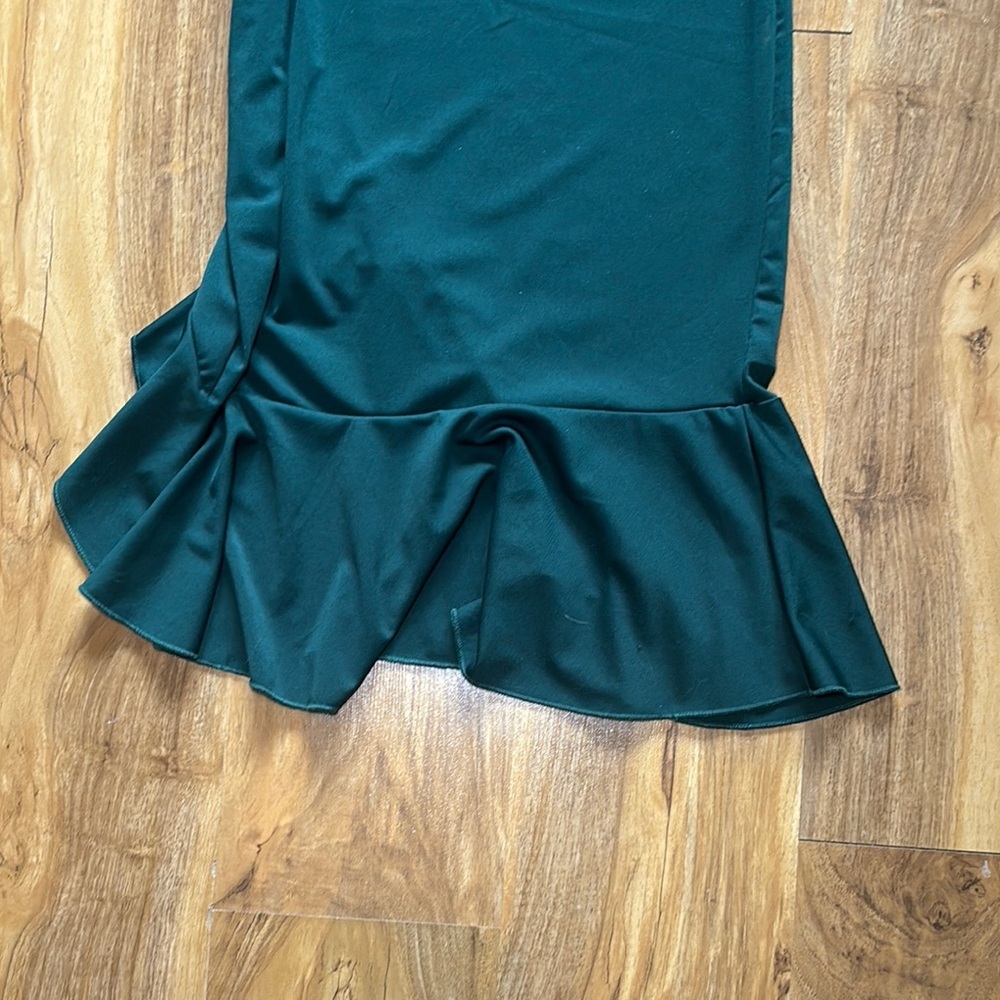 NWT-Green Asymmetrical Ruffled One-Shoulder Cocktail Dress - Picture 7 of 12